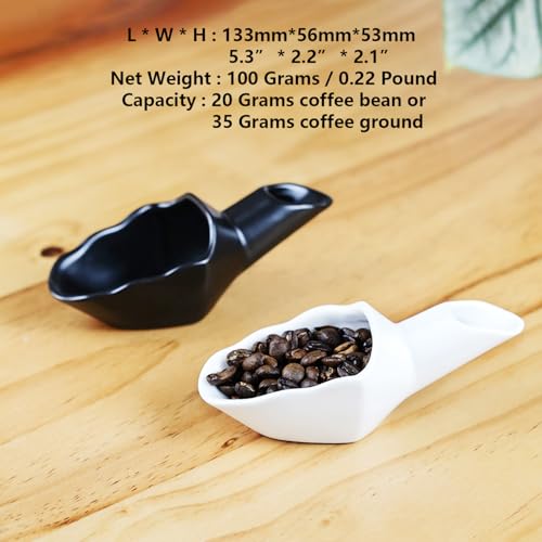 Coffee Bean Measuring Scoop with Funnel Coffee Bean Dosing Cup Ceramic Ground Coffee Spoon For Coffee Tea Sugar Flour