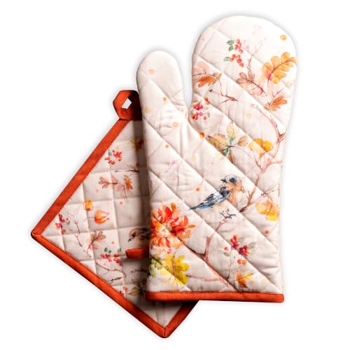 100% Cotton Oven Mitt & Pot Holder Set