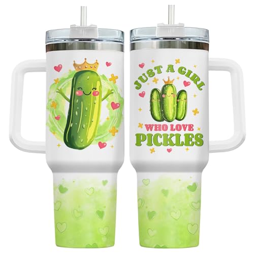 Funny Pickle Just Girl Who Loves 40 oz Tumbler with Handle