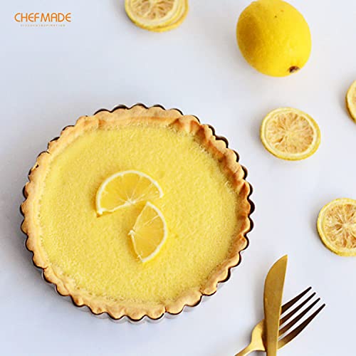 Tart Pan, 7-Inch with Removable Loose Bottom Non-Stick Round Quiche Bakeware for Oven and Instant Pot Baking (Champagne Gold)
