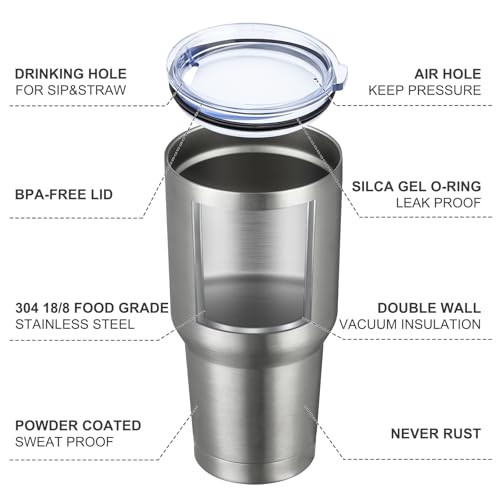 30oz Insulated Tumbler With Lids and Straws (12 Count)