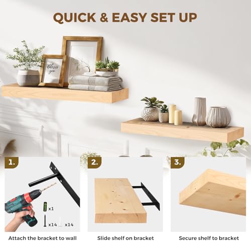 Solid Wood Floating Shelves (2 Count)