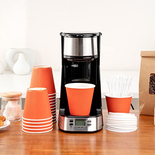 Ripple Wall Coffee Cups 500 Count 8 Ounce Insulated Tangerine Orange Paper Cups