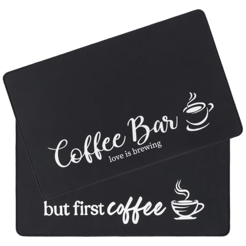 Coffee Mat 2 Pack 16x24 Inch Black (2 Count)