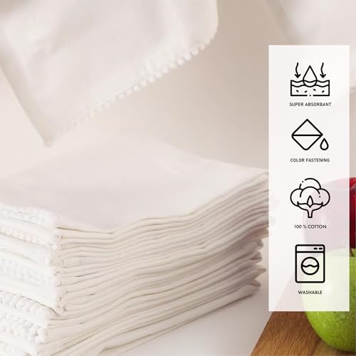 Kitchen Towels 100% Cotton Solid Kitchen Dish Cloths (6 Count)