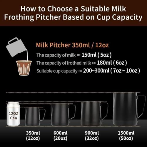 12oz Milk Frothing Pitcher Stainless Steel Espresso Steaming Jug