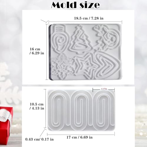 Christmas Book Mark Resin Molds Silicone Bookmark Mold Xmas for Epoxy 9