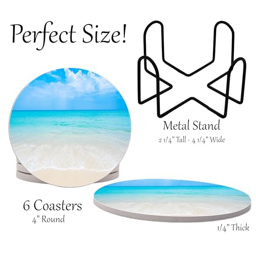 Ocean Coastal Theme Round Coasters Set of 6
