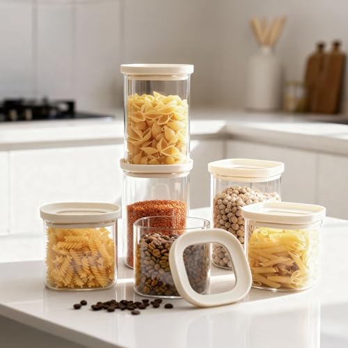 Glass Food Storage Jar with Glass Lid in Square Shape (6 Count)