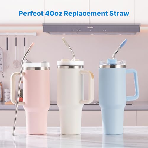 2 Pcs Stainless Steel Straw with Silicone Tips for 30 oz Stanley Tumbler