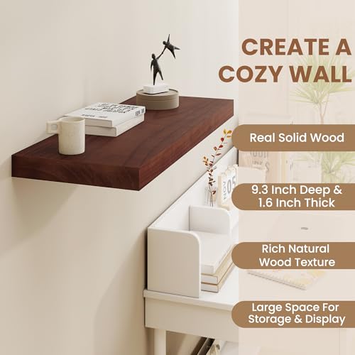 48" Solid Wood Floating Shelves