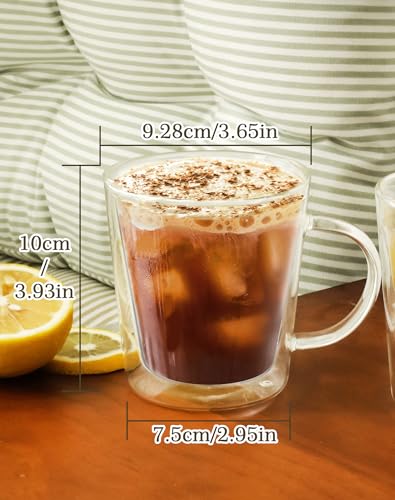 12oz Double Wall Glass Coffee Mugs (6 Count)