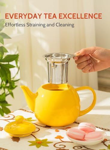 Teapot Porcelain Tea Pot with Stainless Steel Infuser