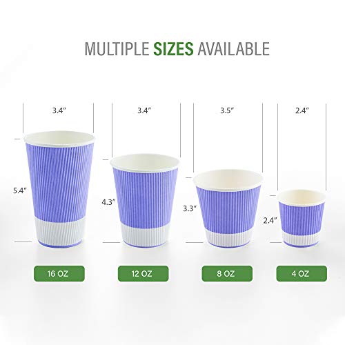 Ripple Wall Coffee Cups 25 Count 8 Ounce Insulated Light Purple Paper Cups