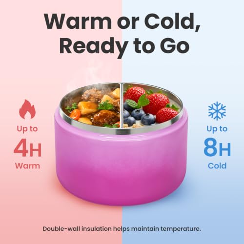 12oz Insulated Vacuum Food Jar with Buckle Lid Wide Mouth Soup Thermo for Hot Food Kids Leakproof Stainless Steel Lunch Container