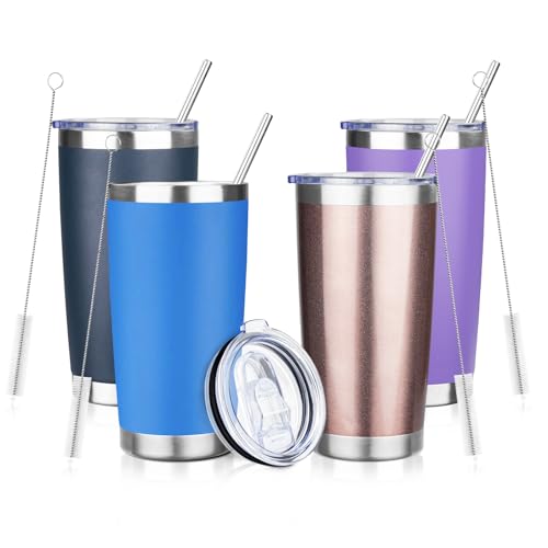 DIW 20oz Insulated Tumbler Bulk Travel Coffee Mug with Lid (4 Count)