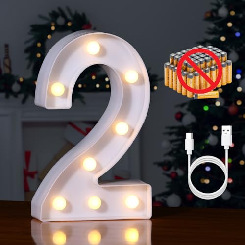 Rechargeable LED Letter Lights Sign Marquee Light Up Letters Sign for Night Light Wedding (2 Count)