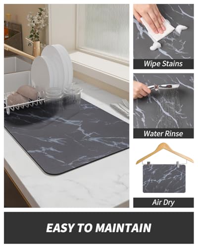 Coffee Mat Hide Stain Rubber Backed Absorbent Dish Drying Mat for Kitchen Counter