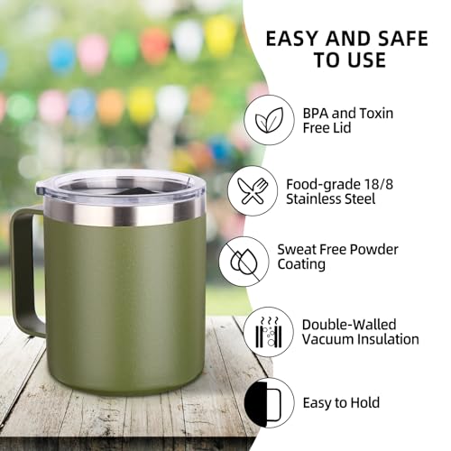 14oz Insulated Stainless Steel Coffee Mug with Lid Bulk 4 Pack (4 Count)
