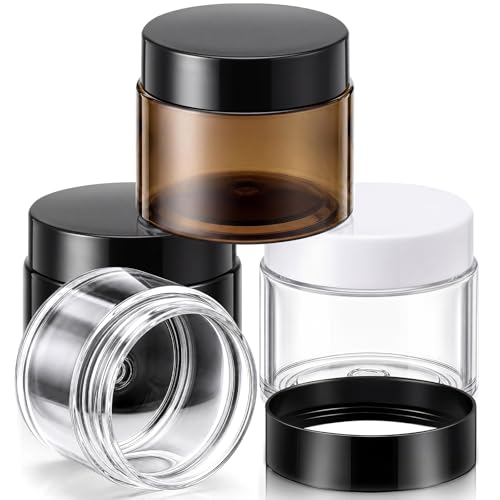 4 Pcs Plastic Jars Wide Mouth with Lids (4 Count)