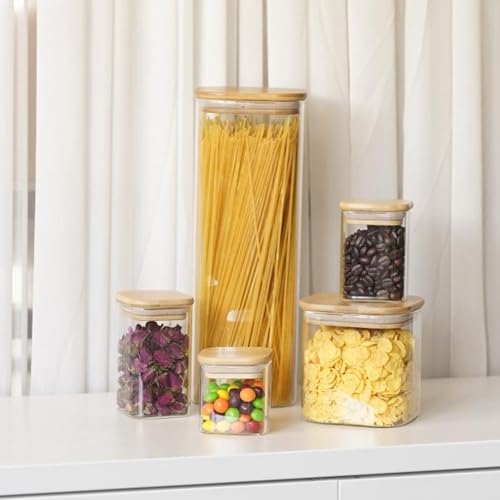 Glass Pasta Storage Jars Square 73oz (3 Count)