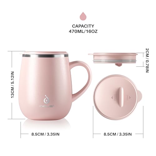 16 oz Insulated Coffee Mug with Lid and Handle