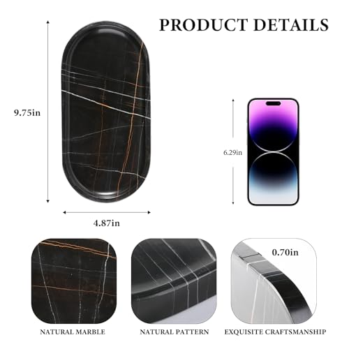 Black Marble Vanity Tray for Bathroom Countertop