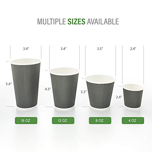 Coffee Cups 500 Pack of 8 oz Paper Ripple Wall Espresso Cups Insulated Leakproof Disposable (500 Count)