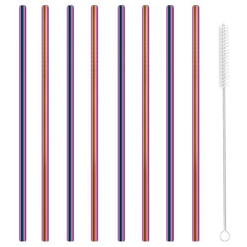 Stainless Steel Straws Metal Reusable Drinking Straw for Juice Iced Coffee Cold Beverage Highball Glasses 12 (8 Count)