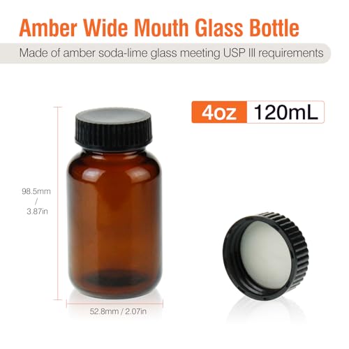 24 Pack Amber Glass Wide Mouth Packer Bottle (24 Count)