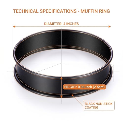 12Packs Crumpet Rings Nonstick 4 Inch English Muffin Ring Stainless Steel Double Rolled Tart Rings Metal Pastry Cookie Baking Ring Molds
