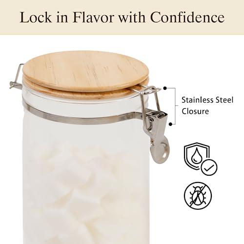 Glass Coffee Canister Set with Shelf & Spoon 2 Piece Coffee Containers for Coffee Bean Storage Airtight Seal