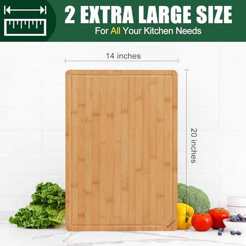 2XL Organic Bamboo Cutting Boards for Kitchen