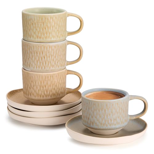 Espresso Mug and Saucer Set (4 Count)