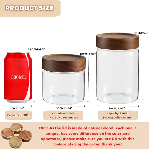 17 Fl oz 500 ml Glass Food Storage Jar with Airtight Screw on Wooden Lid