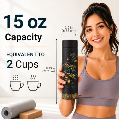 Tea Infuser for Loose Leaf Tea Smart Water Bottle with Fahrenheit Temperature Display