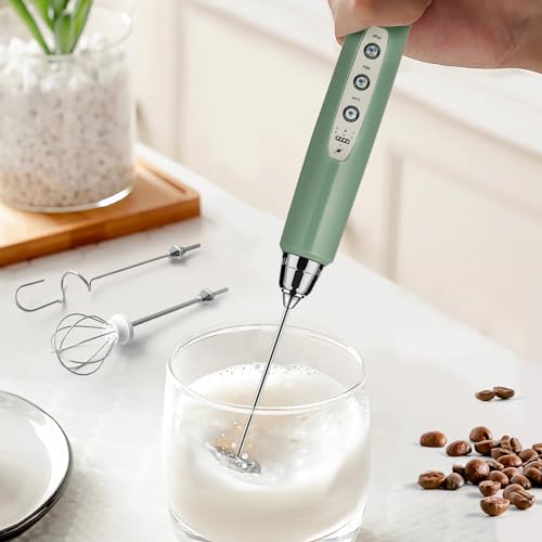 Milk Frother Wand Rechargeable Handheld Electric Whisk 3 Speed Adjustable