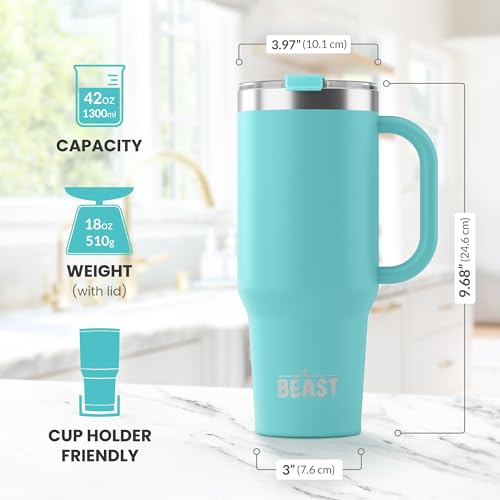 Beast 42 oz Tumbler with Handle Stainless Steel Vacuum Insulated Coffee Ice Cup Double Wall Travel Flask