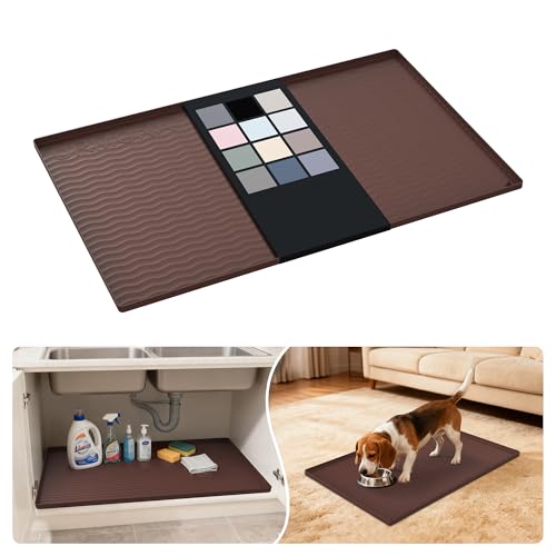 Waterproof Silicone Under Sink Mat 34'' x 22'' Shelf Liner for Kitchen and Bathroom