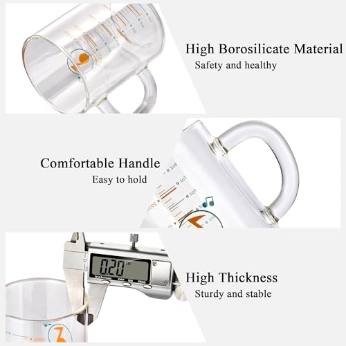 8 Oz Glass Measuring Cup Espresso shot glasses Clear Coffee Mugs for Hot or Cold Glass Expresso Small Coffee Cup with Glass Handle High Borosilicate Glass Cup