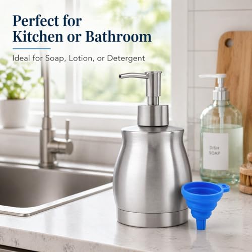 Stainless Steel Countertop Soap Dispenser Liquid Bottle and Pump
