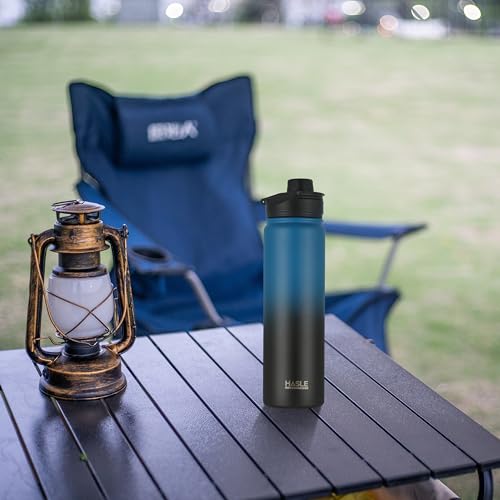 Insulated Water Bottle 22 oz Double Wall Stainless Steel Water Bottle Wide Mouth with Straw Lid & Spout Lid Keeps Cold or Hot