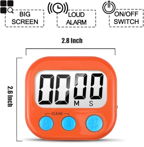 Digital Kitchen Timers for Cooking (6 Count)