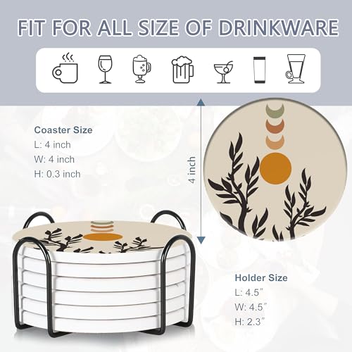 Drink Coasters Set of 6 with Holder