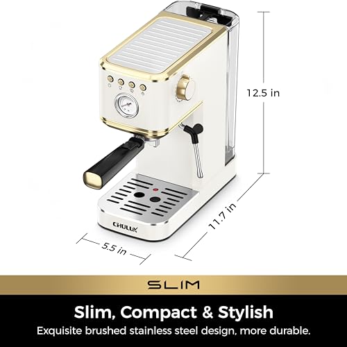 Slim Espresso Machine with Milk Frother for Home Latte