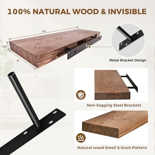 Solid Wood Floating Shelves (2 Count)