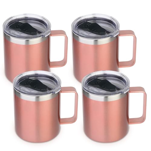 14oz Insulated Stainless Steel Coffee Mug with Lid Bulk 4 Pack (4 Count)