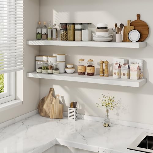 48 Inch White Floating Shelves (2 Count)