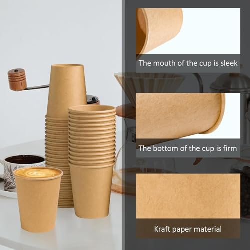 400 Pack 8 oz Paper Cups Brown Kraft Disposable Hot Coffee Cups (400 Count)