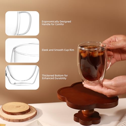 12oz Double Walled Glass Coffee Mugs (2 Count)